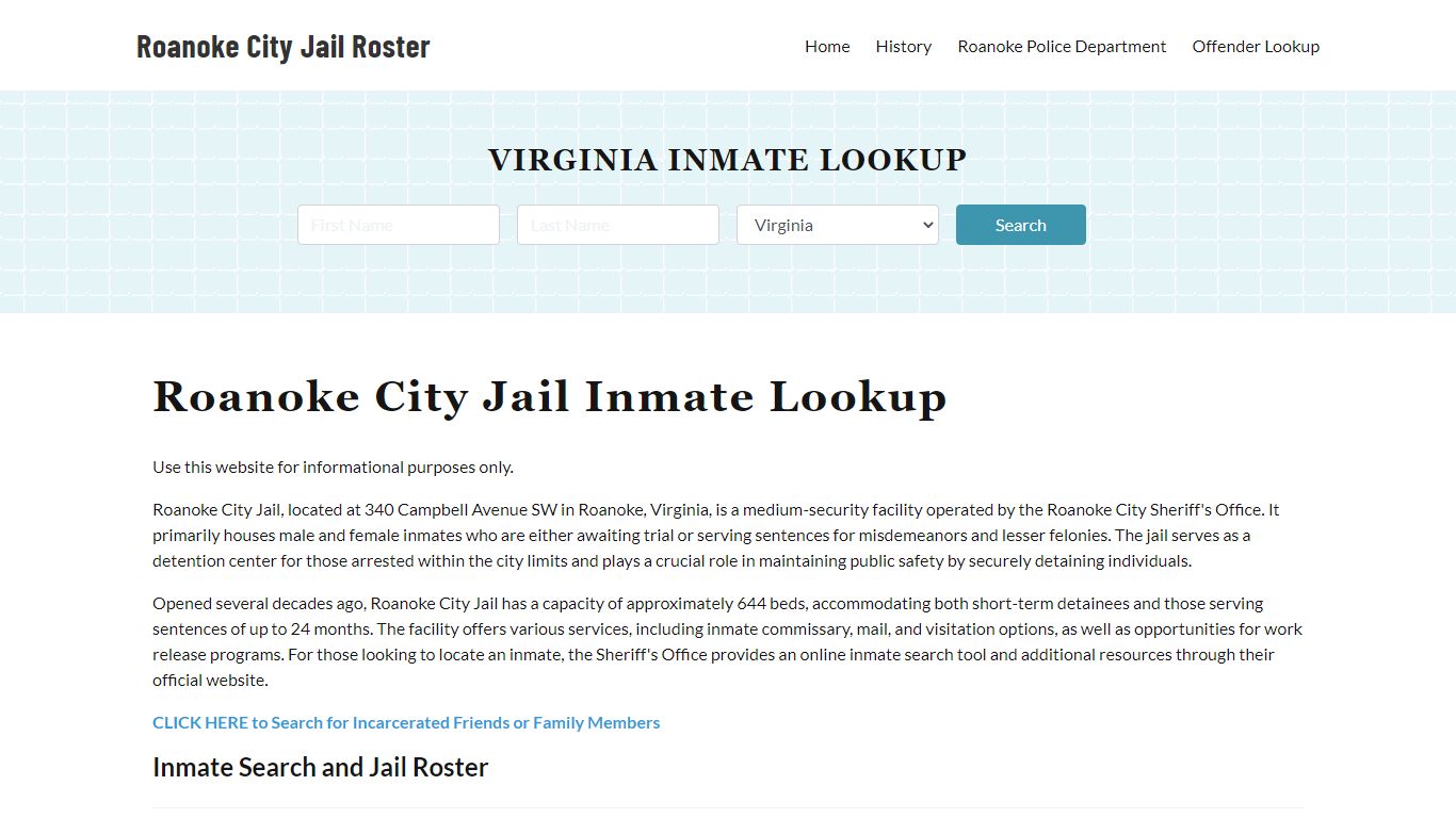 Roanoke City Jail, VA Inmate Search, Jail Roster, Bookings