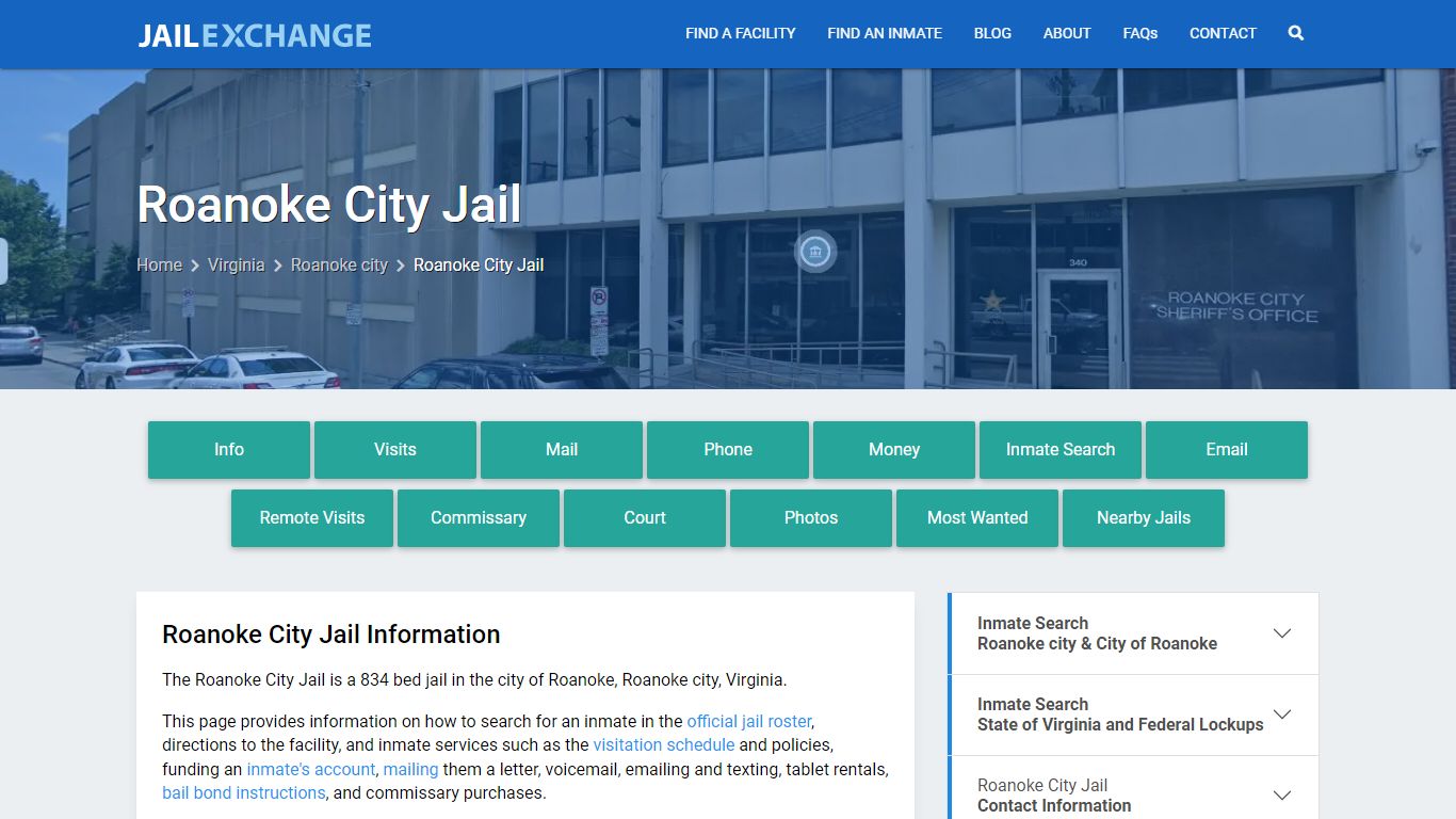 Roanoke City Jail, VA Inmate Search, Information